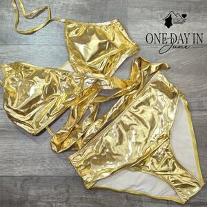 MakeMeChic Cross Front Tie Wrap Bikini Swimsuit Size 1XL